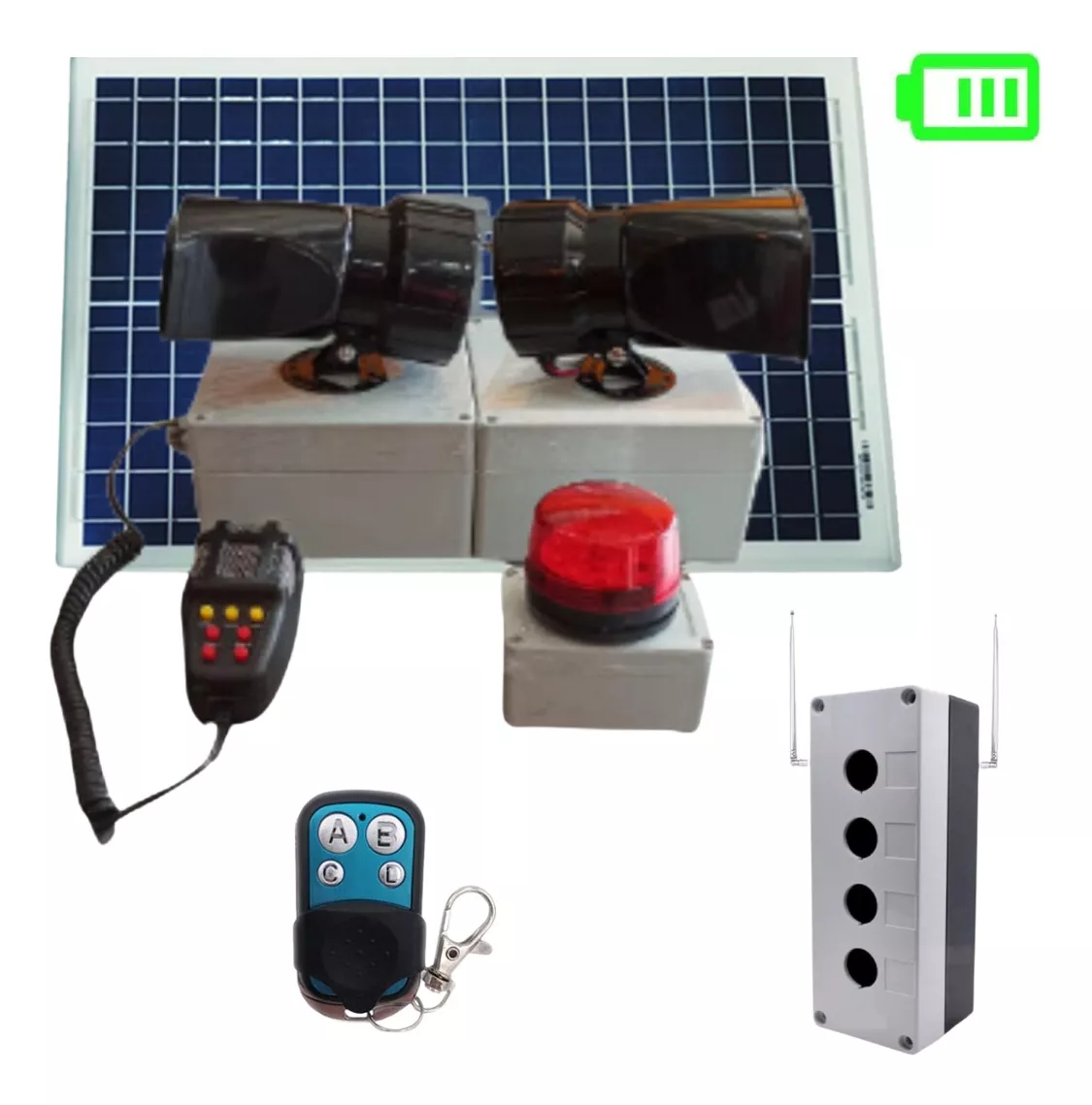 Alarma Doble Wifi Rf Solar, 4 Sonidos Con Bp Y Altavoz.
