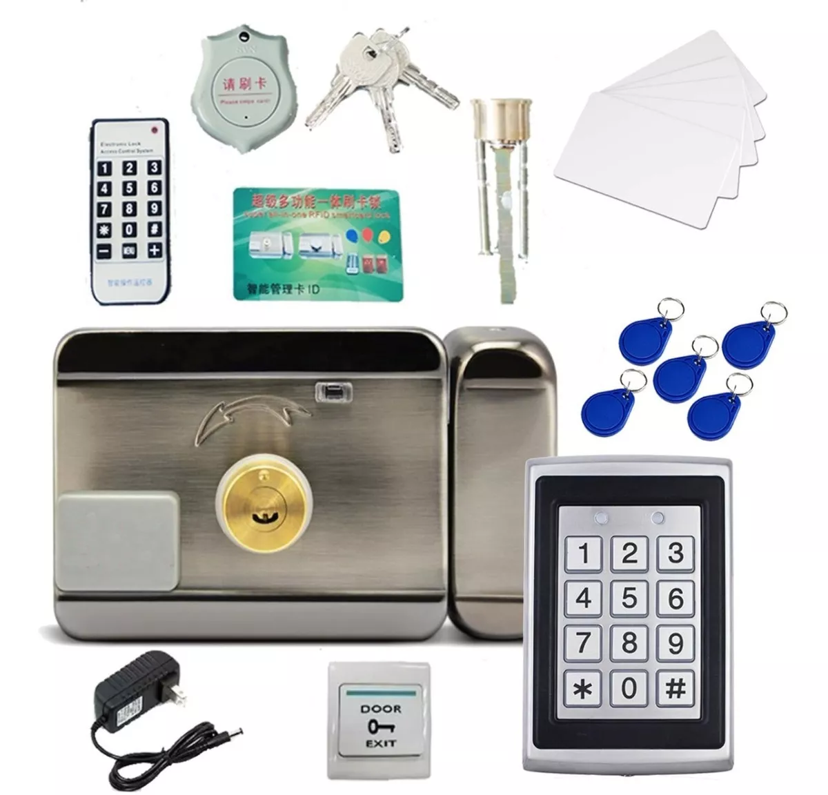 Kit Chapa Cerradura Electrica Rfid Y Teclado Acceso Intelige