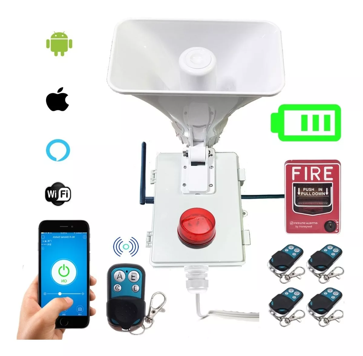 Alarma Vecinal Wifi Rf 433mhz Con Boton Fire Y Bateria App