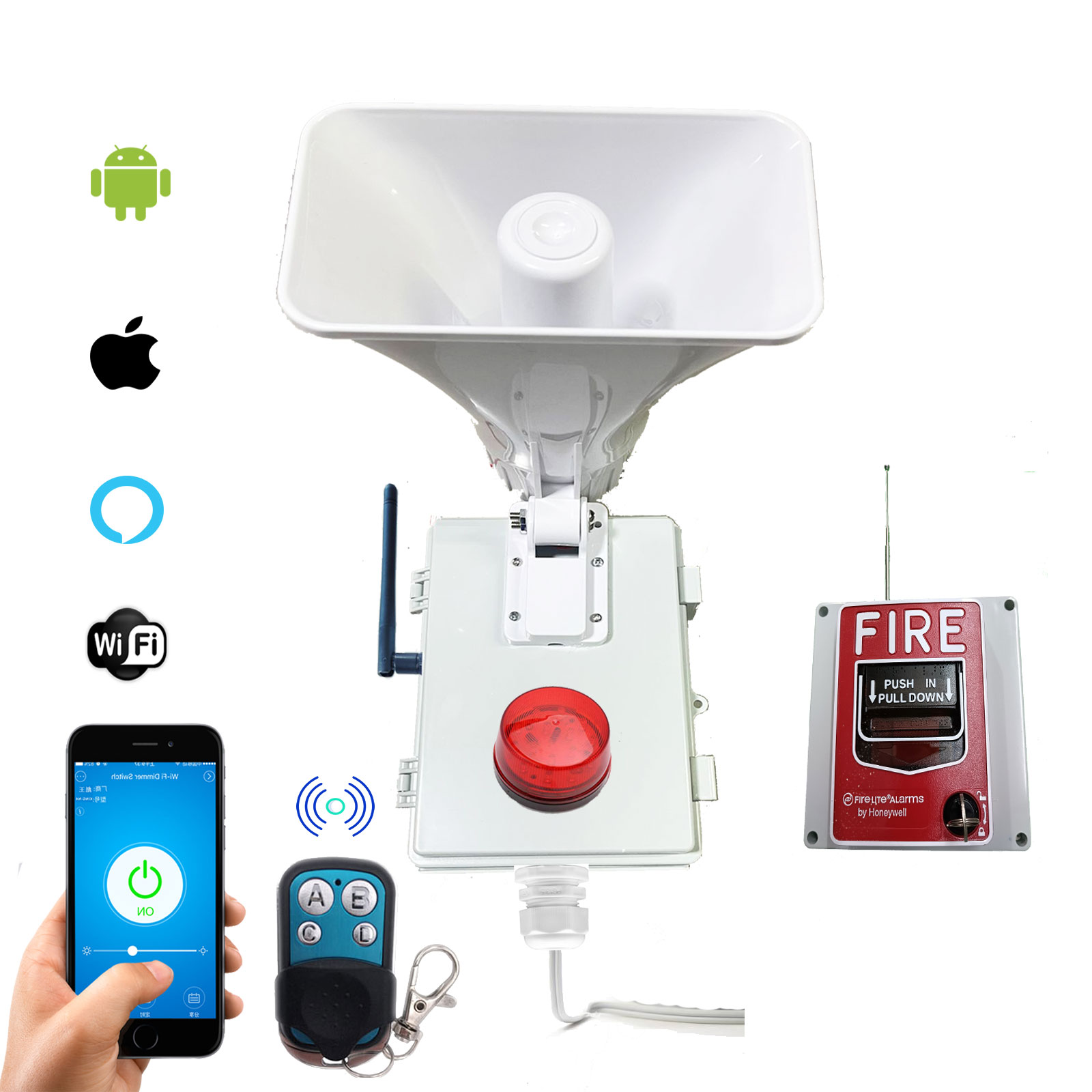 Alarma Vecinal Wifi Rf 433 Con Boton Fire 300m App Android