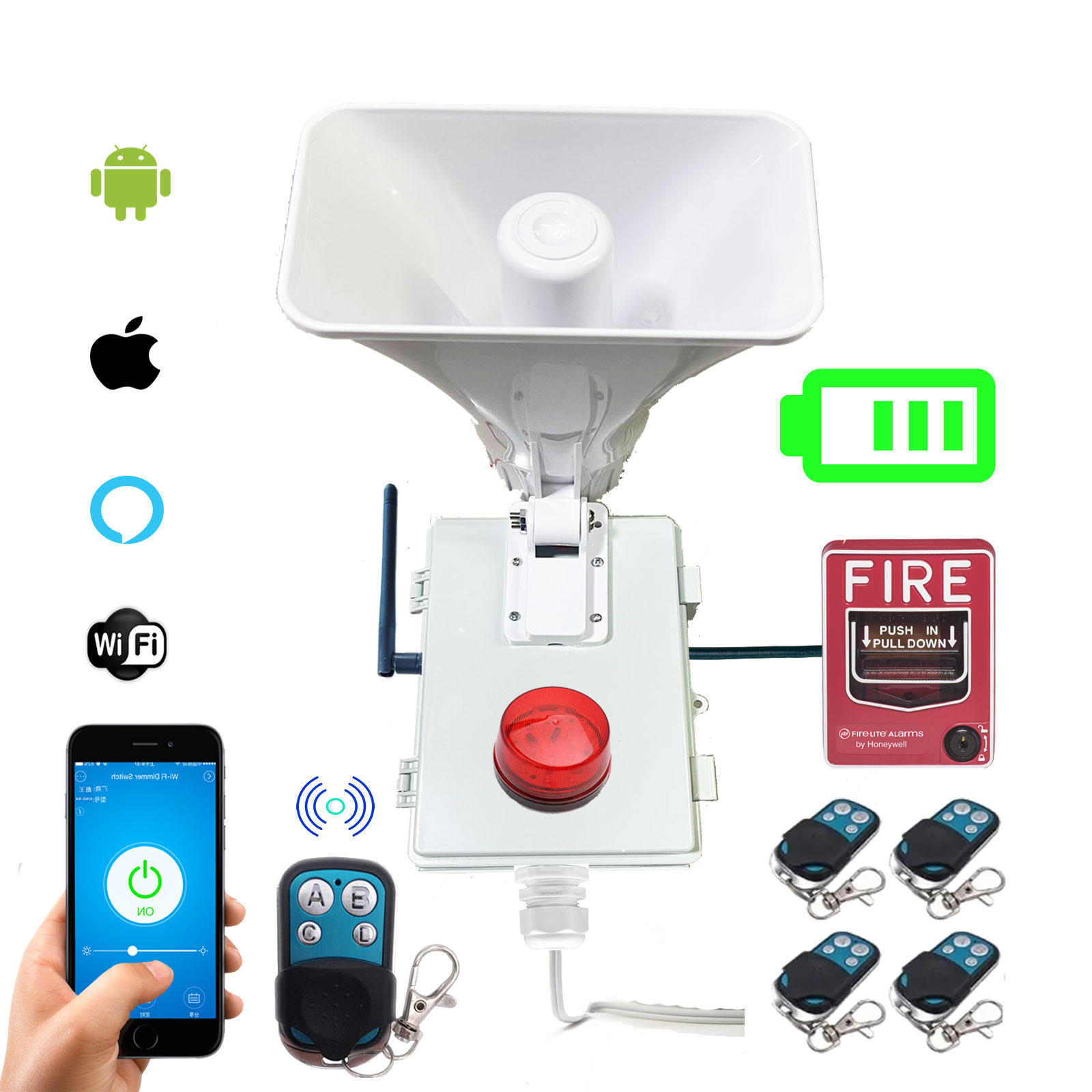 Alarma Vecinal Wifi Rf 433mhz Con Boton Fire Y Bateria App