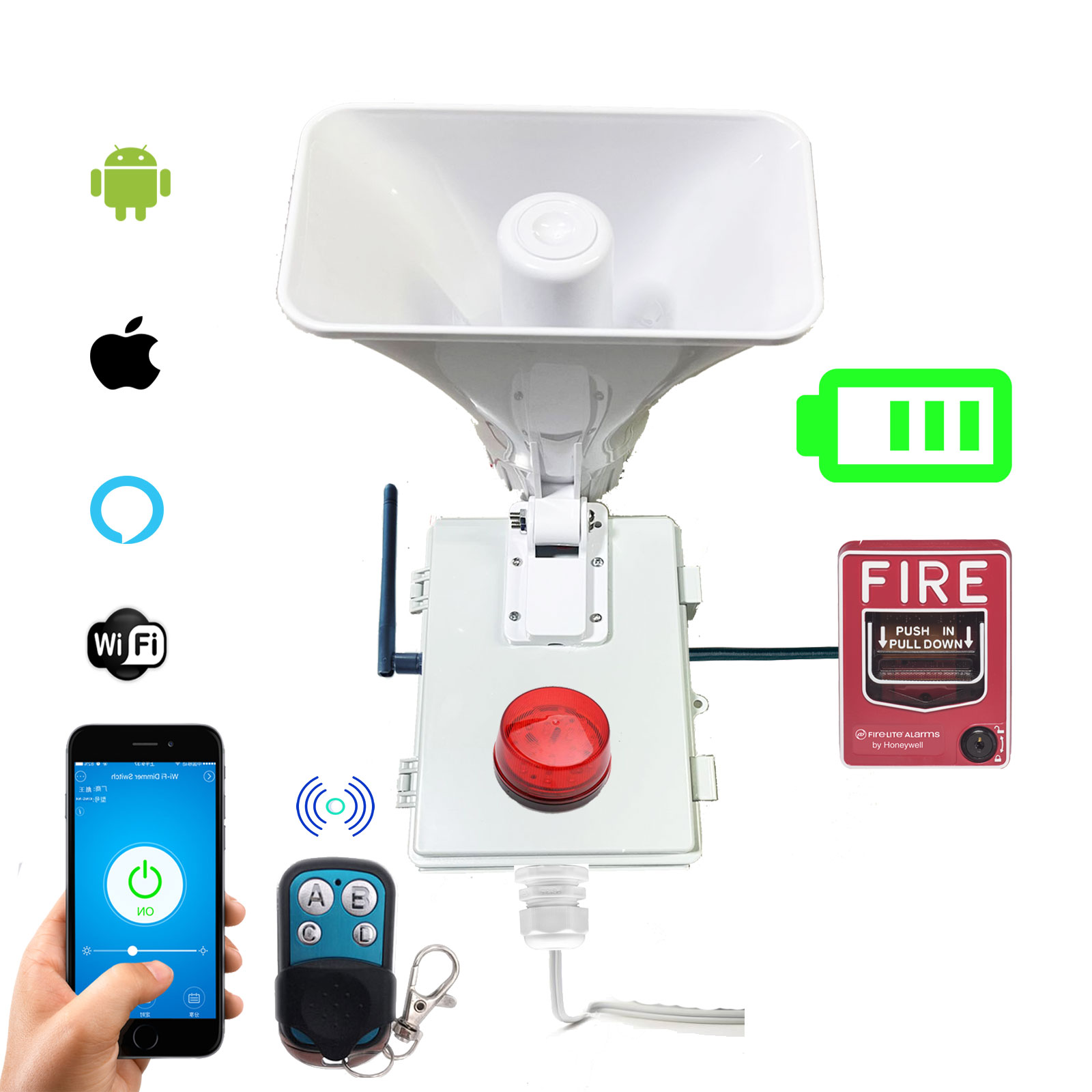Alarma Vecinal Wifi Rf Boton Fire Con Bateria App Android Io
