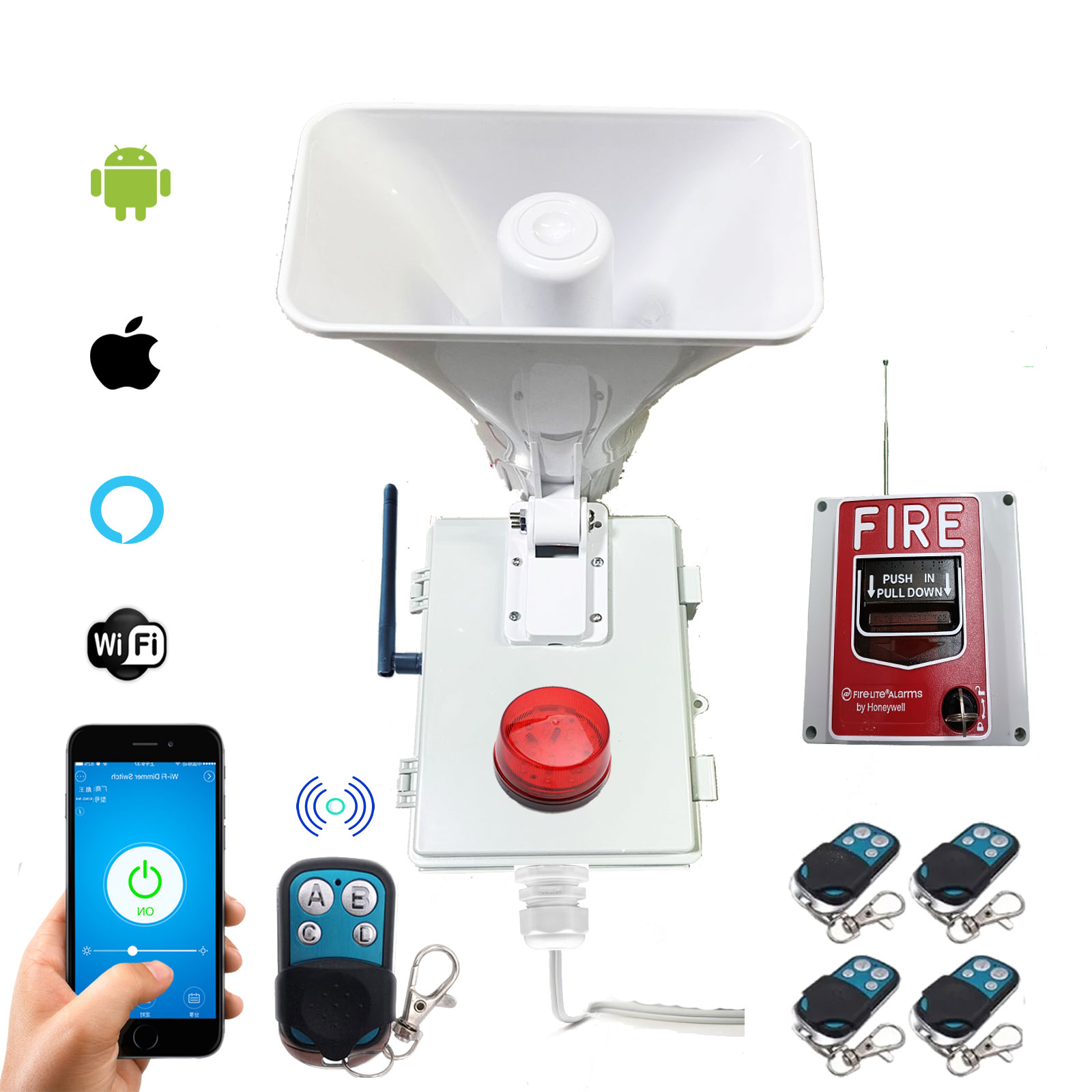 Alarma Vecinal Wifi Rf 433 Mhz Con Boton Fire 300m App Ios