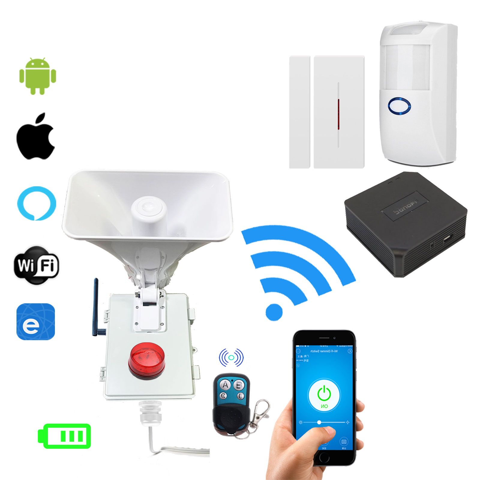 Alarma Vecinal Wifi 100 Usuarios Con Bateria Respaldo App con Sensores