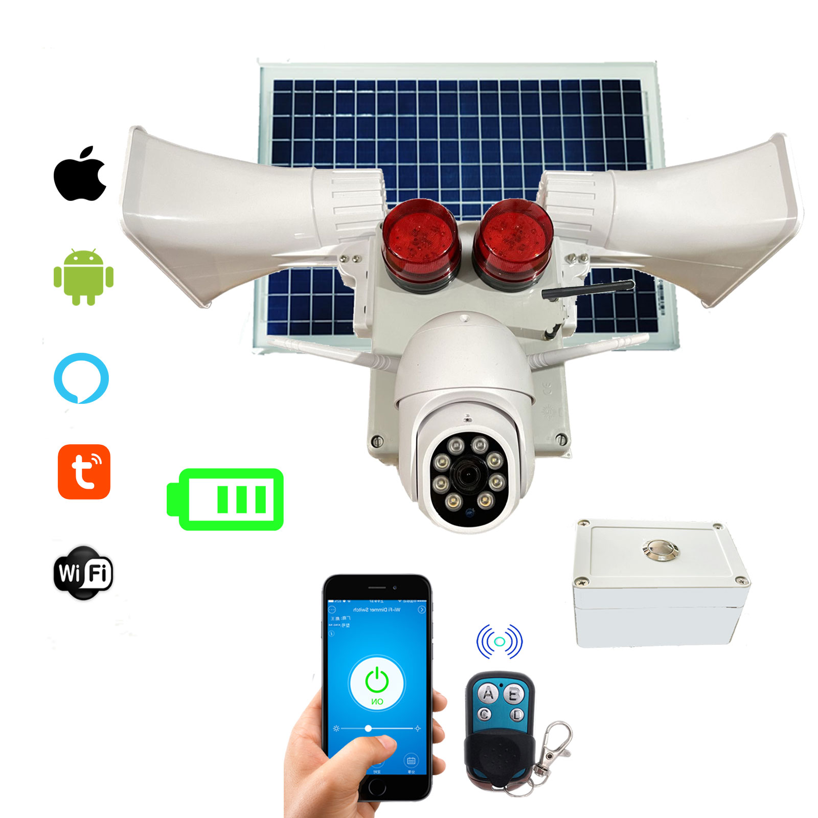 Alarma Vecinal Wifi Camara Ptz 3mp Boton Panico Solar App