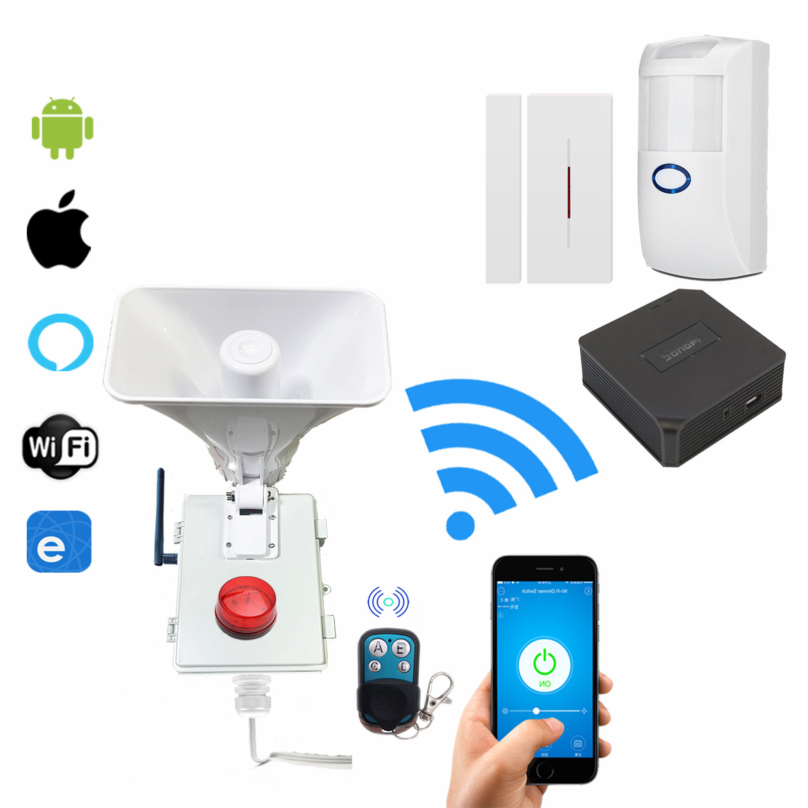 Alarma Vecinal Standar WiFi con APP Android e IOS con Sensores