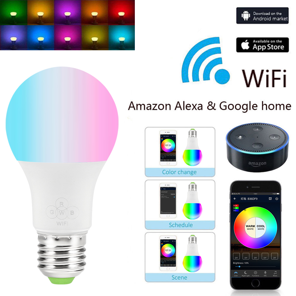 Foco WiFi LED  RGB Regulable 7wMulticolor con APP Android iOS